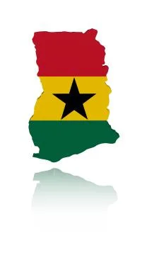 Ghana map flag with reflection illustration Stock Illustration