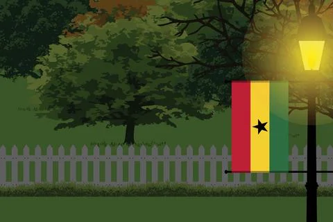 Ghana Night Trees Lamp Vector Illustration Stock Illustration