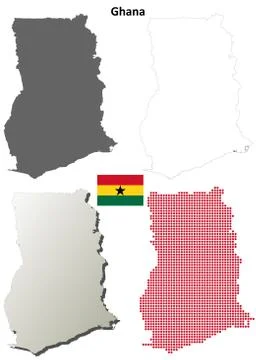 Ghana outline map set イラスト素材