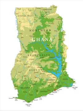 Ghana physical map Stock Illustration