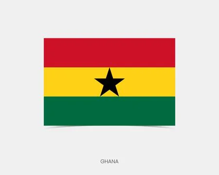 Ghana Rectangle flag icon with shadow. Stock Illustration
