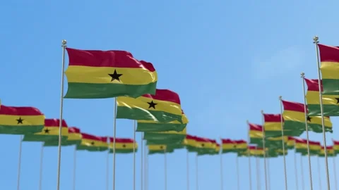 Ghana Row Of Flags 3D Animation Stock Footage 148694108