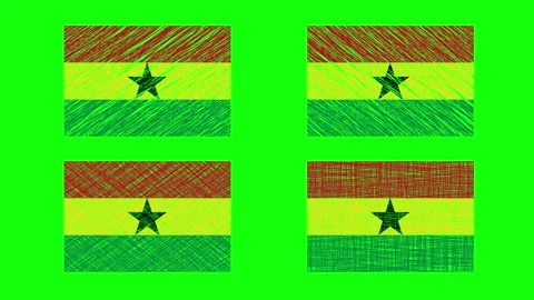 Ghana Scribble Animation on Green Screen Background. Looping seamless anima.. Stock Footage 241576701