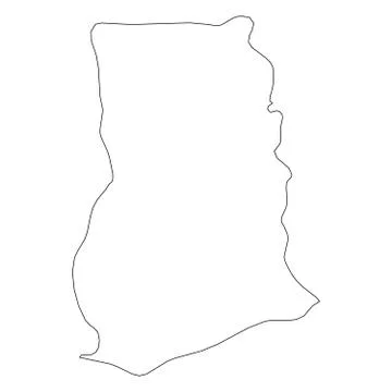 Ghana - solid black outline border map of country area. Simple flat vector Stock Illustration