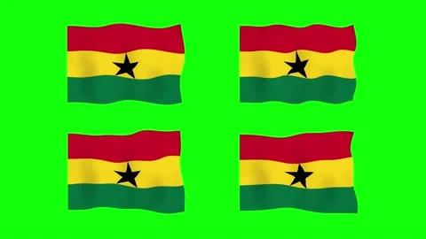 Ghana Waving Flag 2D Animation on Green Screen Background. Looping seamless.. Stock Footage 228149641