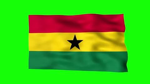 Ghana waving flag video frame with red gold green star Vídeos de archivo 345144122