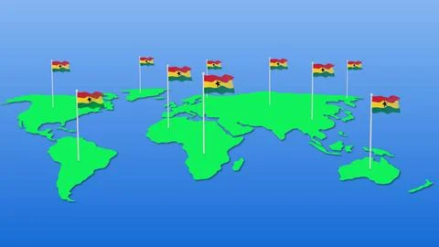 Ghana wavy on earth map Stock Photos