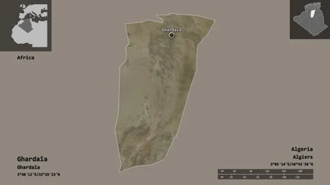 Ghardaïa location. Algeria. Satellite m... | Stock Video | Pond5