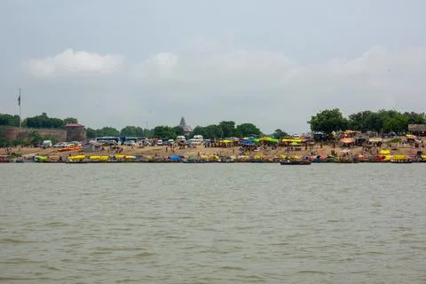Ghat in ayodhya wide shot river Stock Photos