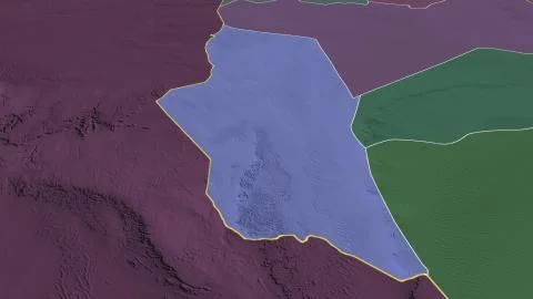 Ghat, Libya. Colored and bumped map of the administrative division Illustrazione stock