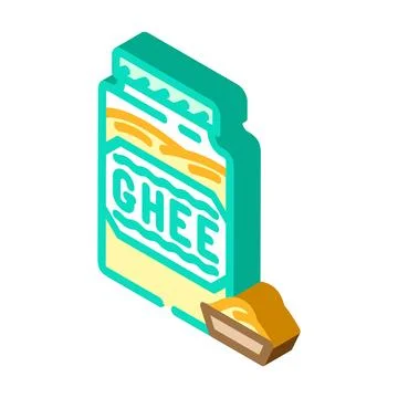 Ghee ayurveda isometric icon vector illustration Stock Illustration
