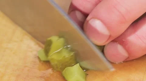 Gherkins being chopped Stock Footage 24655942