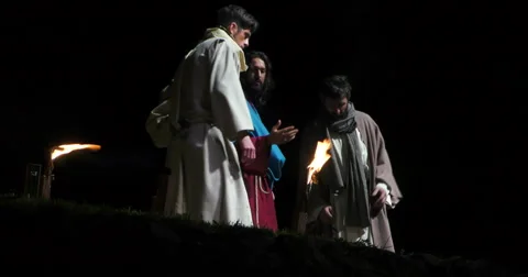 Ghetsemane Jesus disciples devotion Video stock 61816140