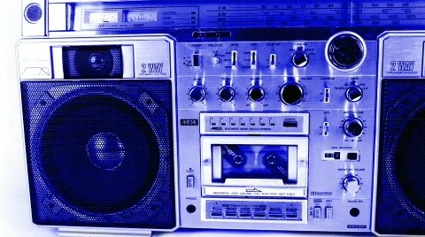 Ghettoblaster hifi music audio retro vintage cassette Stock Footage