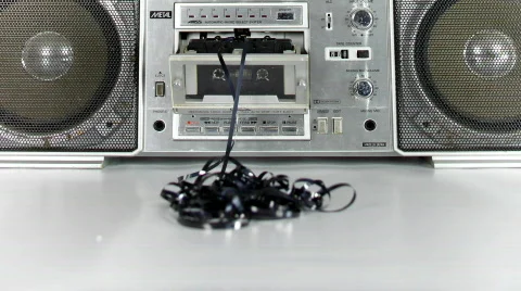 Ghettoblaster hifi music audio retro vintage cassette Stock Footage
