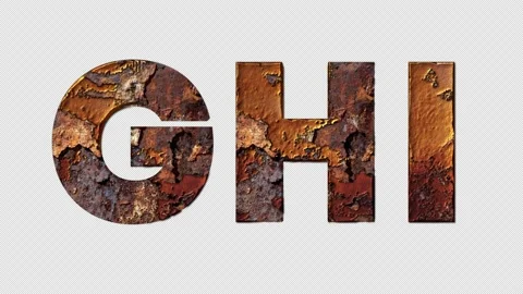 G,H,I - Letter Rusty Effect Animation, Alpha Channel Stock Footage 236956256