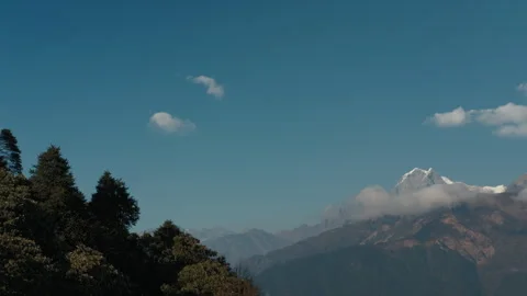 Ghorepani evening experience in Nepal showcasing natural beauty and mountains Stock Footage 303694268