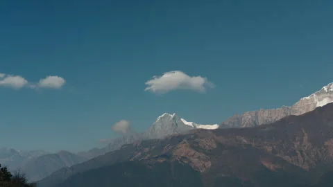 Ghorepani evening view of the Annapurna range in Nepal Stock Footage 303694177
