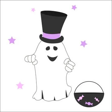 Ghost and basket of candy イラスト素材