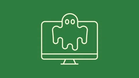Ghost and computer isolated on green screen background Stock Footage 336969486