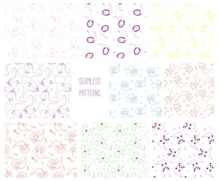 Ghost animals patterns Stock Illustration