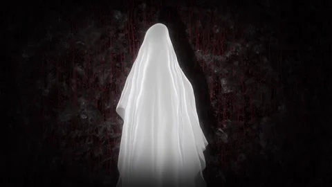 Ghost Animation on Dark Horror Background Stock Footage 316365068
