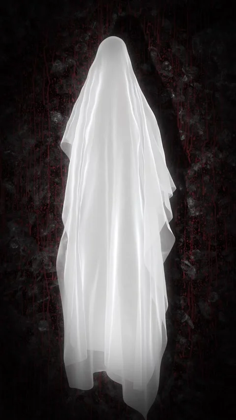 Ghost Animation on Dark Horror Background Stock Footage 318120511