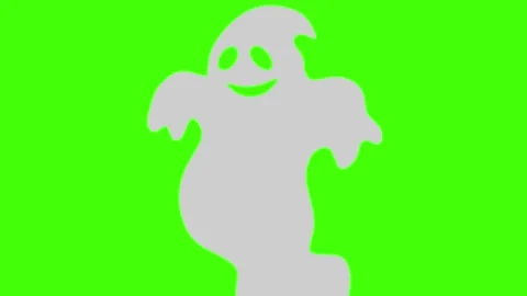 Ghost animation, flat design on green screen halloween elements Stock Footage 160482309
