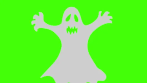 Ghost animation, flat design on green screen halloween elements Stock Footage 160482310