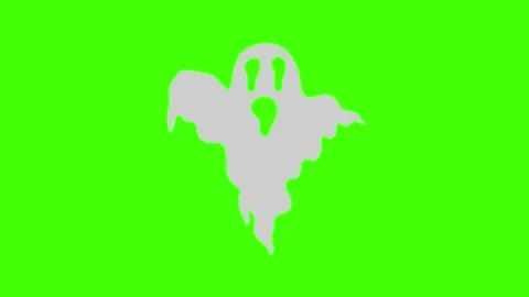 Ghost animation, flat design on green screen halloween elements Stock Footage 160482311