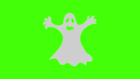 Ghost animation, flat design on green screen halloween elements Stock Footage 160482316