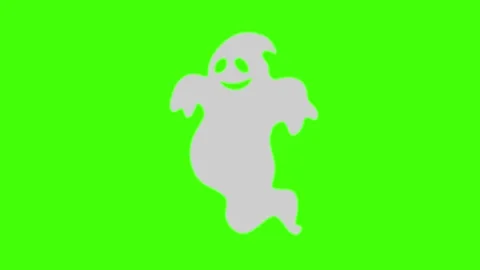 Ghost animation, flat design on green screen halloween elements Stock Footage 160482317