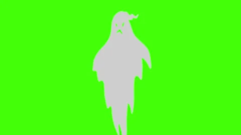 Ghost animation, flat design on green screen halloween elements Stock Footage 160482318