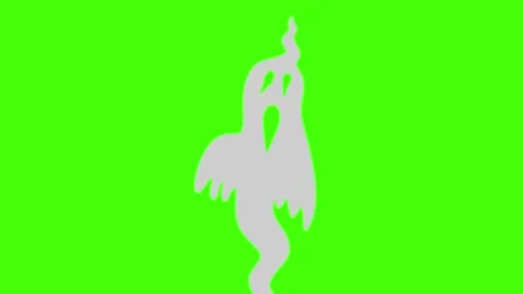 Ghost animation, flat design on green screen halloween elements Stock Footage 160482322
