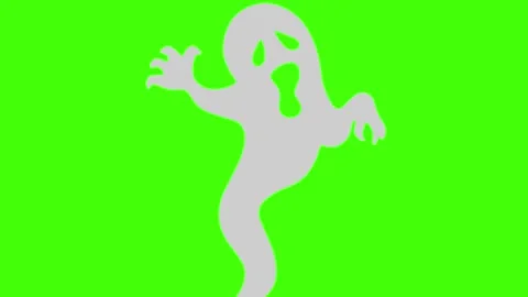 Ghost animation, flat design on green screen halloween elements Stock Footage 160482324