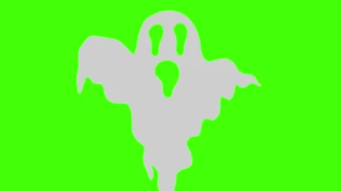 Ghost animation, flat design on green screen halloween elements Stock Footage 160482325