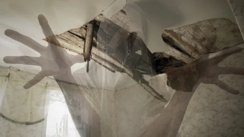 Ghost Attack in Old Creepy House Stock-Footage 111202605