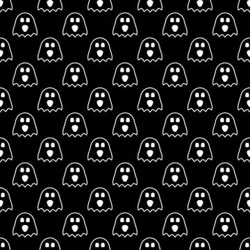 Ghost background Halloween seamless pattern Stock Illustration