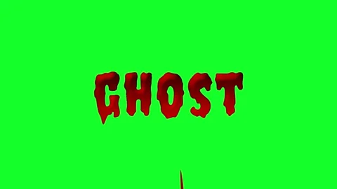 Ghost with blood drop writing effect with lightning flashes with greenscree.. Stock Footage 254129103