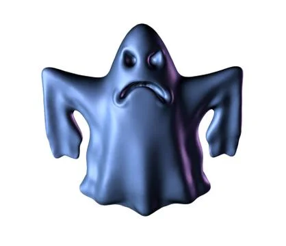 Ghost blue smacking on white background 3D illustration. Stock Illustration