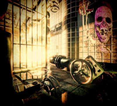 Ghost in boiler-house 库存插图