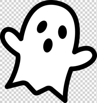 Ghost cartoon illustration with surprised expression, isolated on transpare.. Stock Illustration