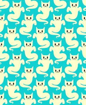 Ghost cat pattern seamless. pet spook cartoon background. Vector texture 库存插图
