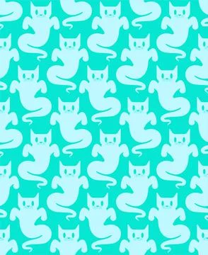 Ghost cat pattern seamless. pet spook cartoon background. Vector texture イラスト素材