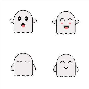 Ghost Character Collection Flat design Illustration Vector Illustrazione stock