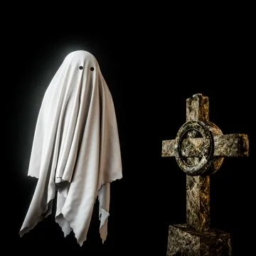 Ghost character isolated on black background Stock Illustration