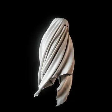 Ghost character isolated on black background Ilustração Stock