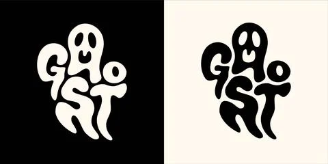 Ghost Character In Playful Typography Design Stock Illustration