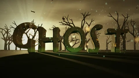 Ghost Charred Timber Letters in a Misty Haunted Swamp with Flying Bats and 스톡 동영상 342401861