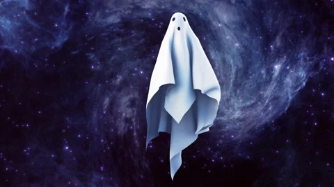 Ghost Cloth with Space Pastel Background Loop Stock Footage 208594915
